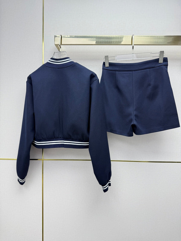 CD 26SS Cropped Varsity Jacket & Matching Mini Skirt Set Polyester 437589