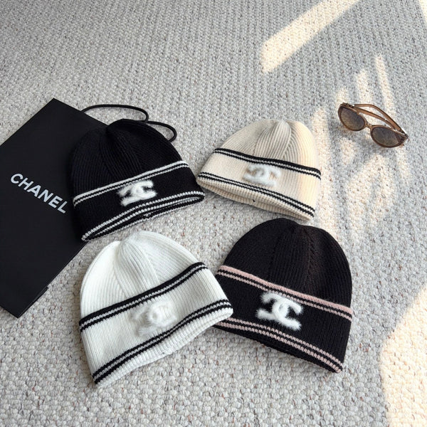 CC 26FW Ribbed Knit Beanie Double C Logo 517951