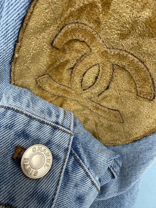 CC 26FW Denim Jacket Leather-Trimmed Blue Cotton 274250