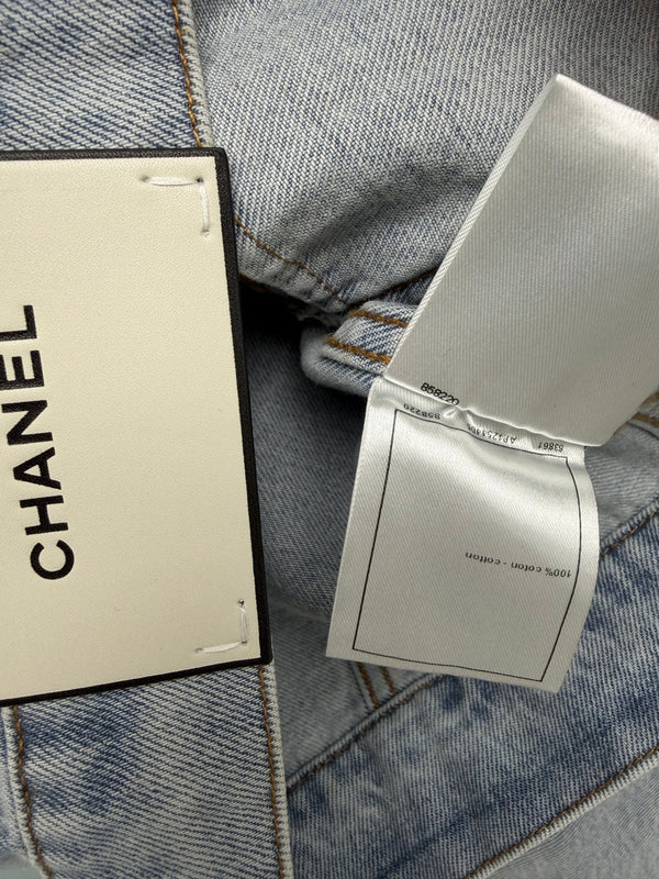 CC 26FW Denim Jacket Leather-Trimmed Blue Cotton 274250