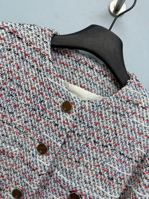 CC 26FW Tweed Jacket White Blue Red Cotton 274314