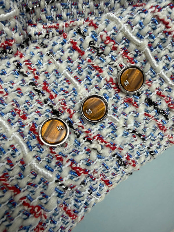 CC 26FW Tweed Jacket White Blue Red Cotton 274314