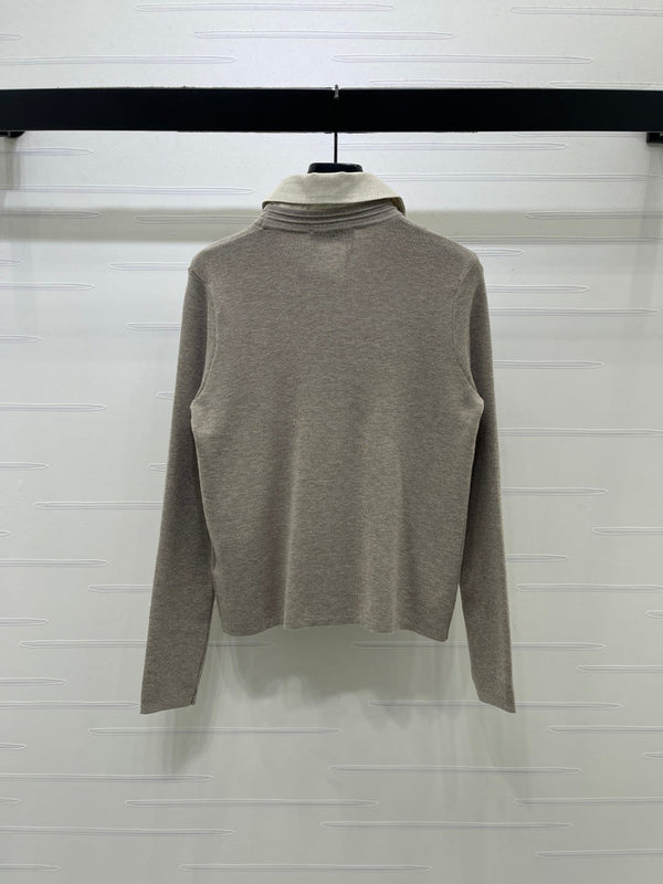Miu 26FW Logo Cardigan Contrasting Collar Cotton 439932