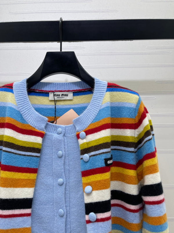 Miu 26FW Striped Knit Cardigan Multicolor Multicolor 439913