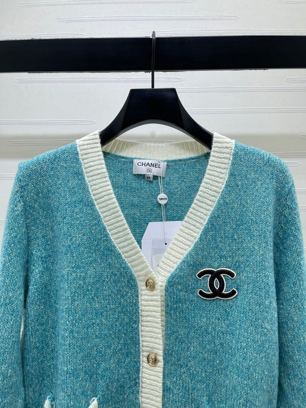 CC 26FW V-Neck Knit Cardigan Turquoise Wool 439837
