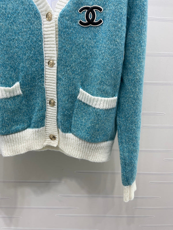 CC 26FW V-Neck Knit Cardigan Turquoise Wool 439837