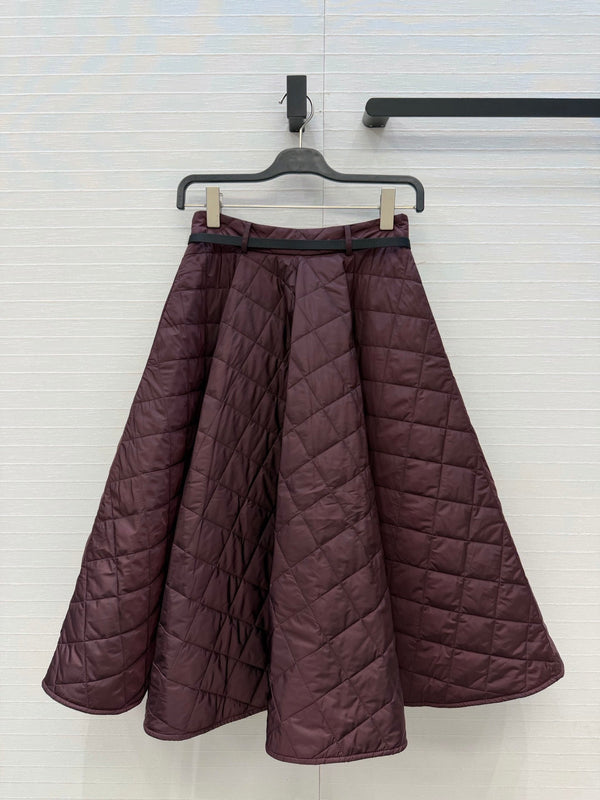 Prad Quilted A-Line Long Skirt Polyester 440522