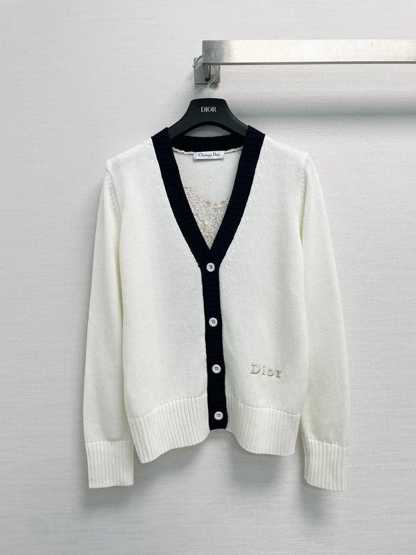 CD 26FW V-Neck Logo-Embroidered Knit Cardigan Wool 440380