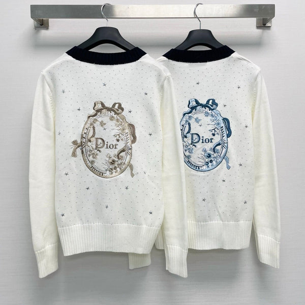 CD 26FW V-Neck Logo-Embroidered Knit Cardigan Wool 440379