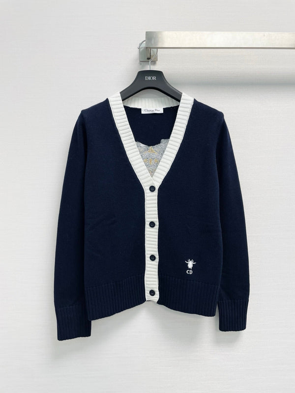 CD 26FW V-Neck Logo-Embroidered Knit Cardigan Wool 440378