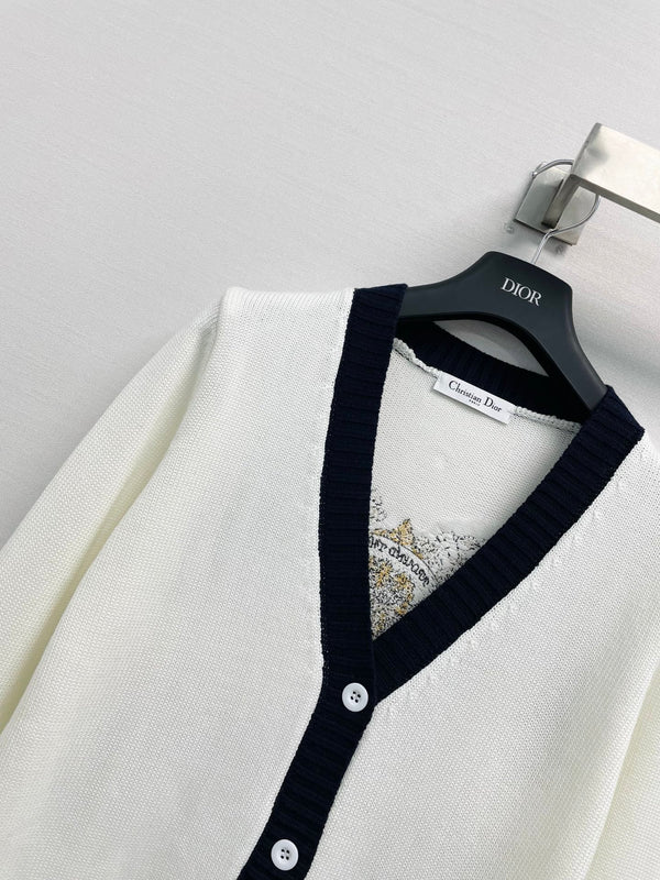 CD 26FW V-Neck Logo-Embroidered Knit Cardigan Wool 440378