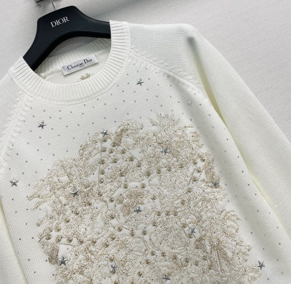 CD 26FW Star-Embroidered Celestial Motif Sweater Wool 440352