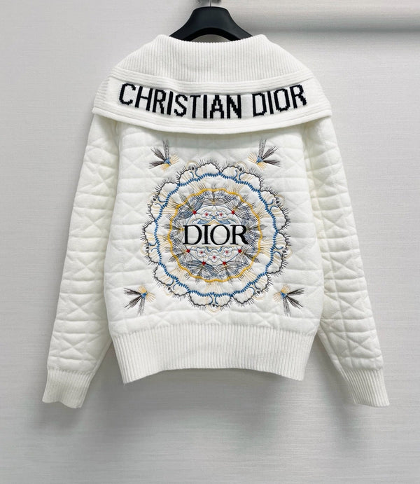 CD 26FW Cannage Knit Cardigan Ecru Wool 440342