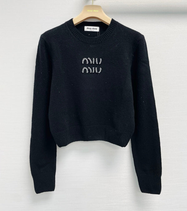 Miu 26FW Cropped Logo Sweater Wool 440339