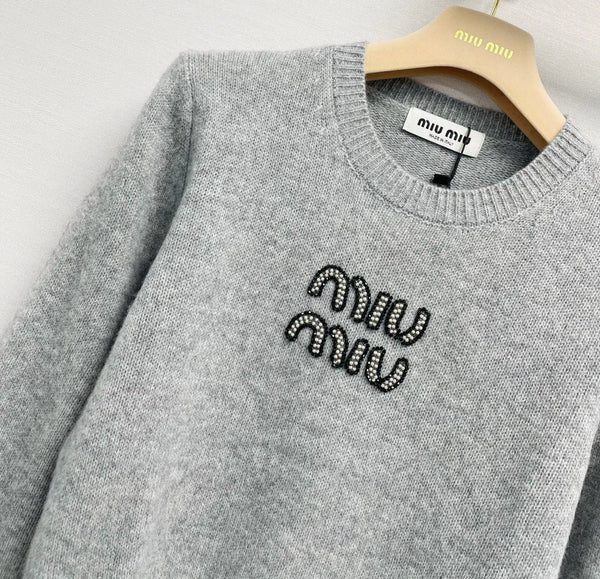 Miu 26FW Cropped Logo Sweater Wool 440339