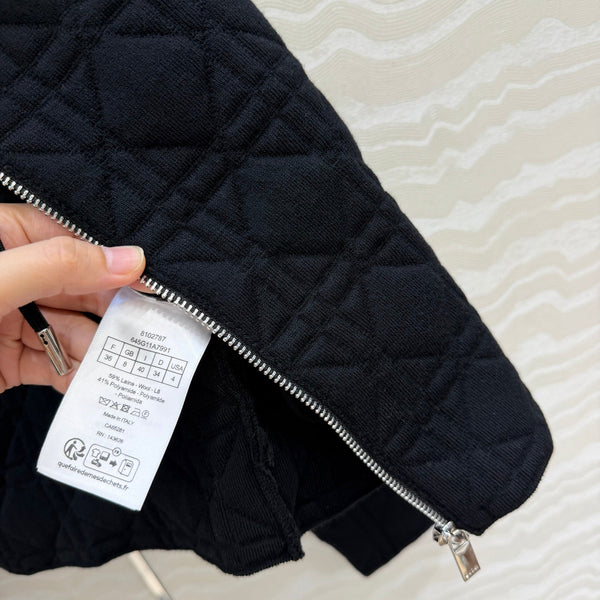 CD 26FW Hooded Zipped Macrocannage Jacket Black Wool 441043