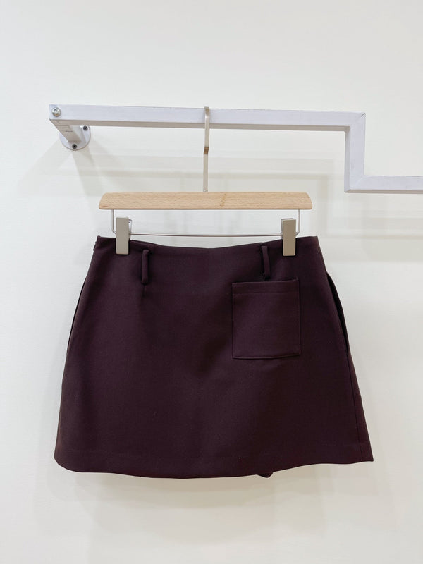 LW 26FW Pleated Mini Skirt Logo Leather Patch Polyester 443246