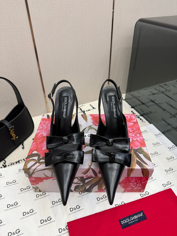 DG Double-Bow Slingback Pumps 10cm Leather 179863
