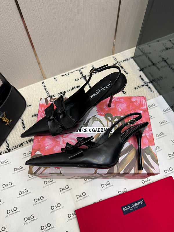 DG Double-Bow Slingback Pumps 10cm Leather 179863