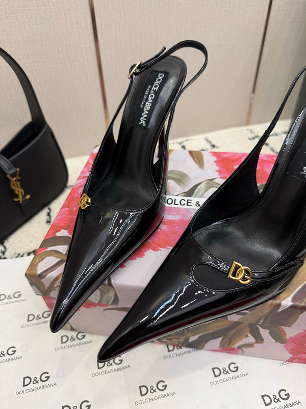 DG 26FW Logo Slingback Pumps 10cm Patent Leather 179861