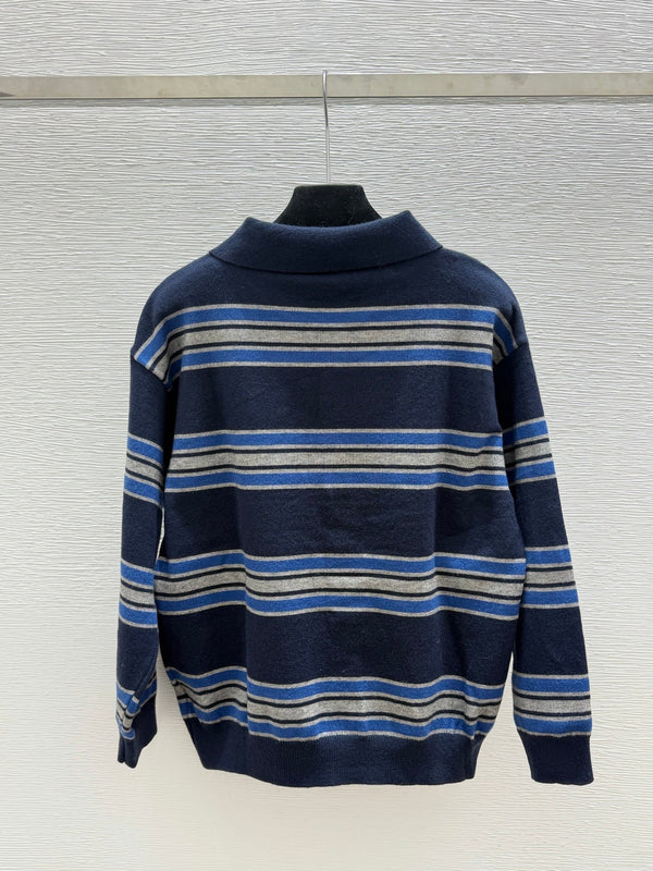CC 26FW Striped Knit Polo Sweater Nylon 313544