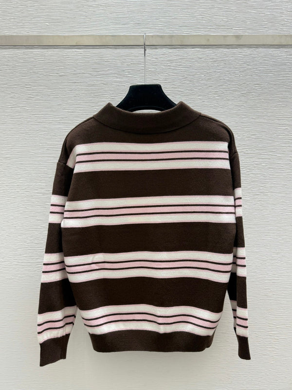CC 26FW Striped Knit Polo Sweater Nylon 313544