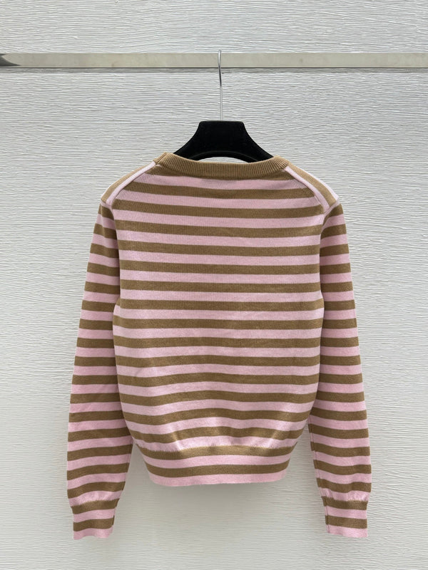 Miu 26FW Striped Knit Sweater Crew Neck Wool 313343