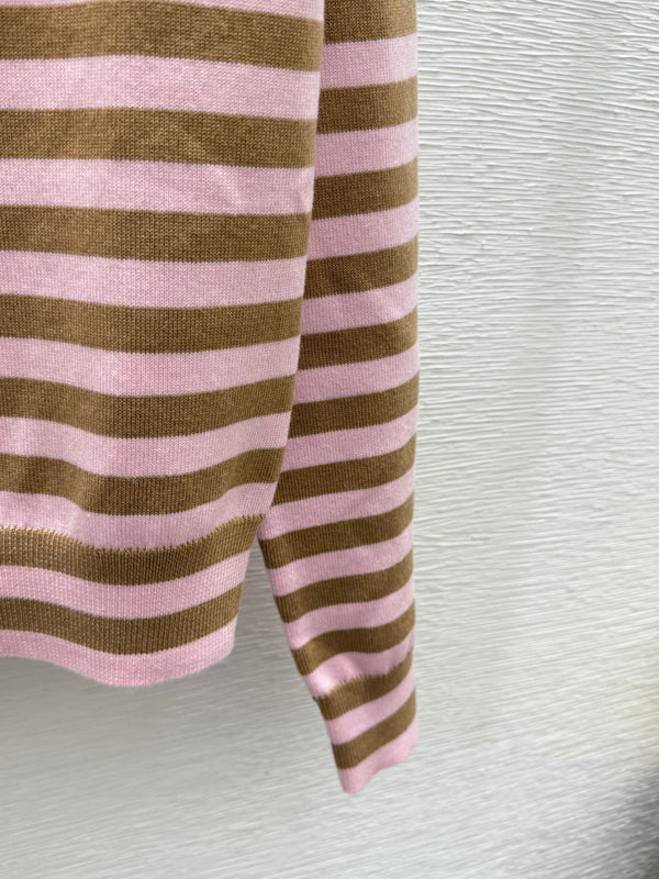 Miu 26FW Striped Knit Sweater Crew Neck Wool 313343