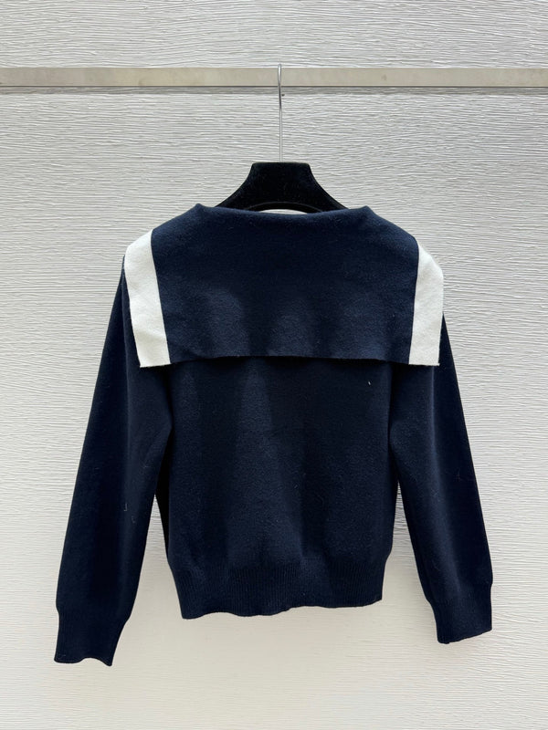 CC 26FW Marine-Inspired Knit Pullover Sweater Sailor Collar Half-Button Logo Wool 313320