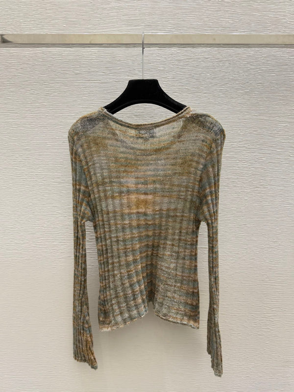 CC 26FW Ribbed-Knit Scoop-Neck Top Flared Sleeves CC Logo Viscose 313316