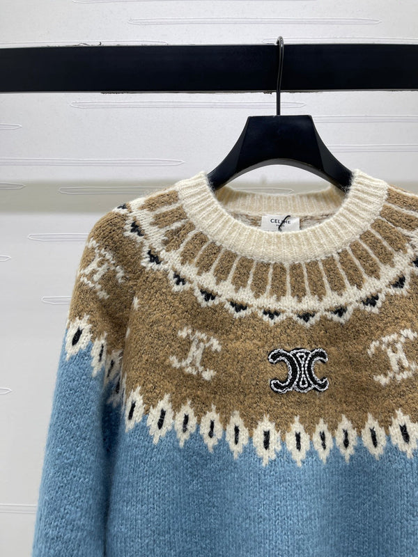 CE 26FW Fair Isle Crochet Crewneck Sweater Knitwear Wool 446574