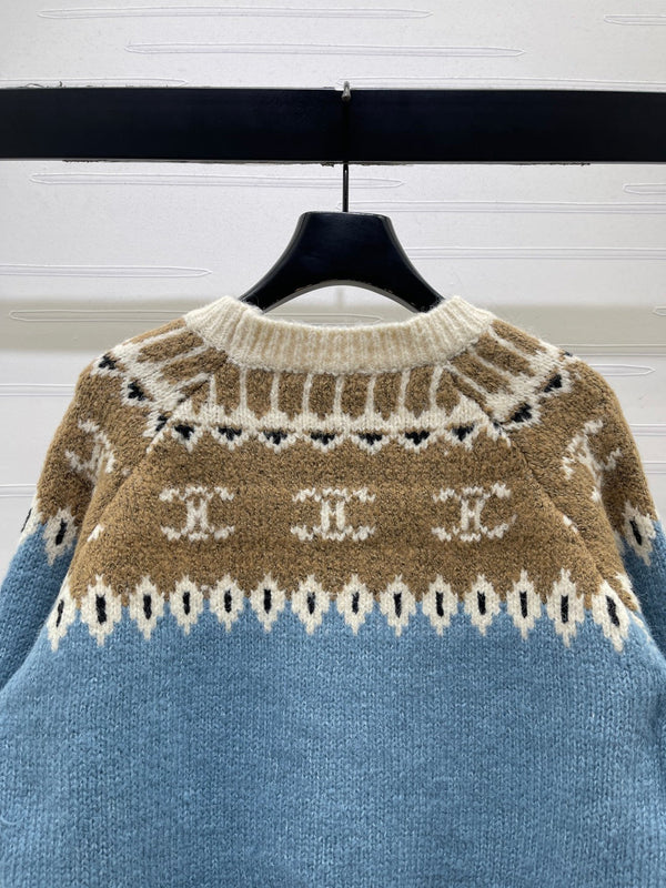 CE 26FW Fair Isle Crochet Crewneck Sweater Knitwear Wool 446574
