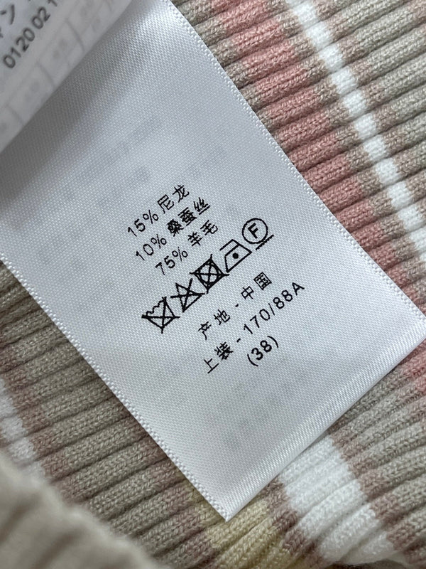 CD 26FW Striped V-Neck Cardigan Three-Tone Letter Embroidery Imported Wool 446569