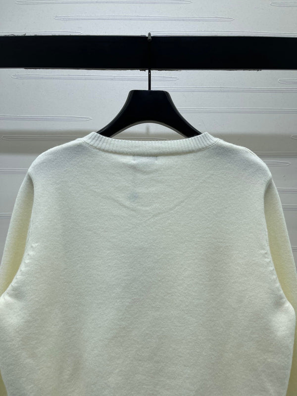 CC 26FW Lace-Trim Crewneck Cardigan Double-C Embroidery Wool 446521