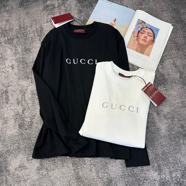 GG 26FW Cotton Jersey T-Shirt Glitter Logo Cotton 446462