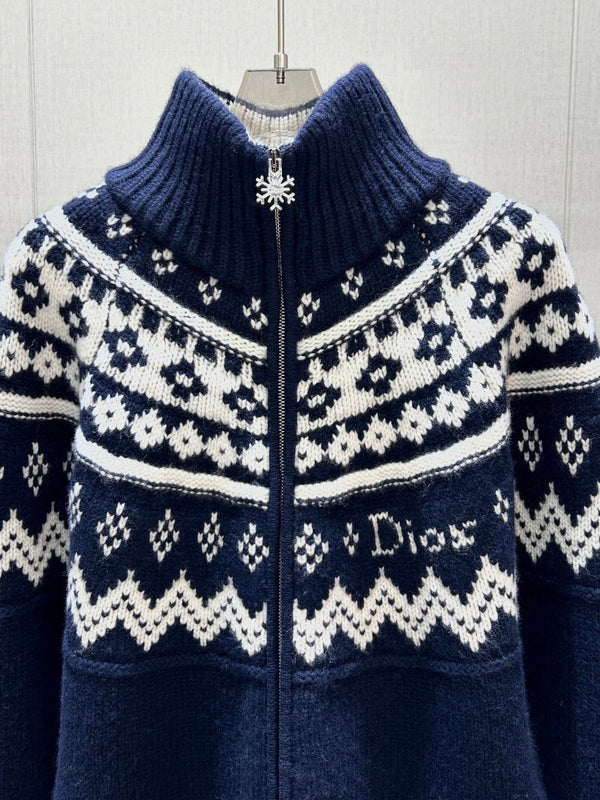 CD 26FW Fair Isle Jacquard Zip-Up Knit Vest High Neck Wool 446671