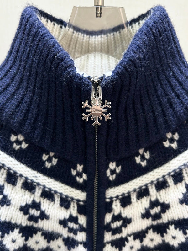 CD 26FW Fair Isle Jacquard Zip-Up Knit Vest High Neck Wool 446671