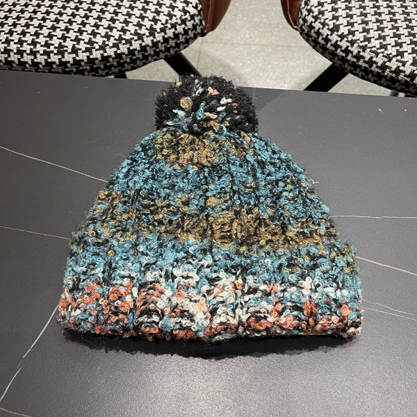 CC 26FW Knit Pom-Pom Beanie Logo Patch Multicolor Wool 552001