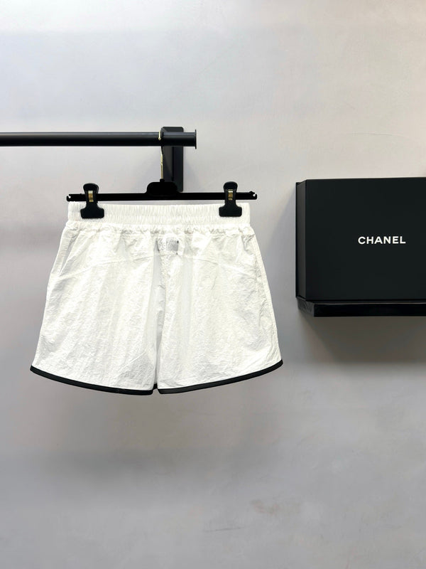 CC Embroidered Casual Shorts Black White Polyamide 447732