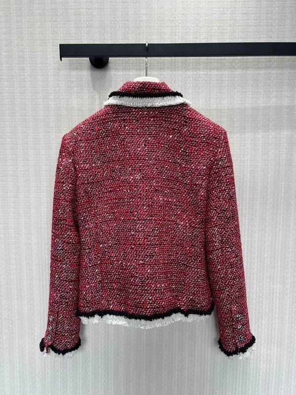 CC 26FW Cropped Jacket Multicolor Trim Silk Blend 447431
