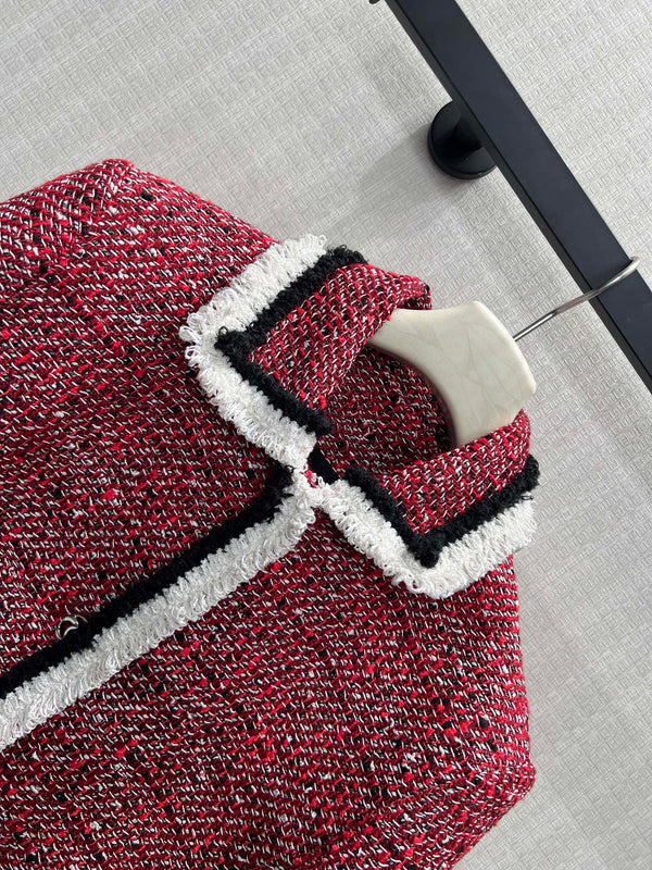 CC 26FW Cropped Jacket Multicolor Trim Silk Blend 447431