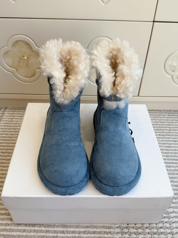 LW 26FW Curly Shearling Cuff Snow Boots Suede 193310