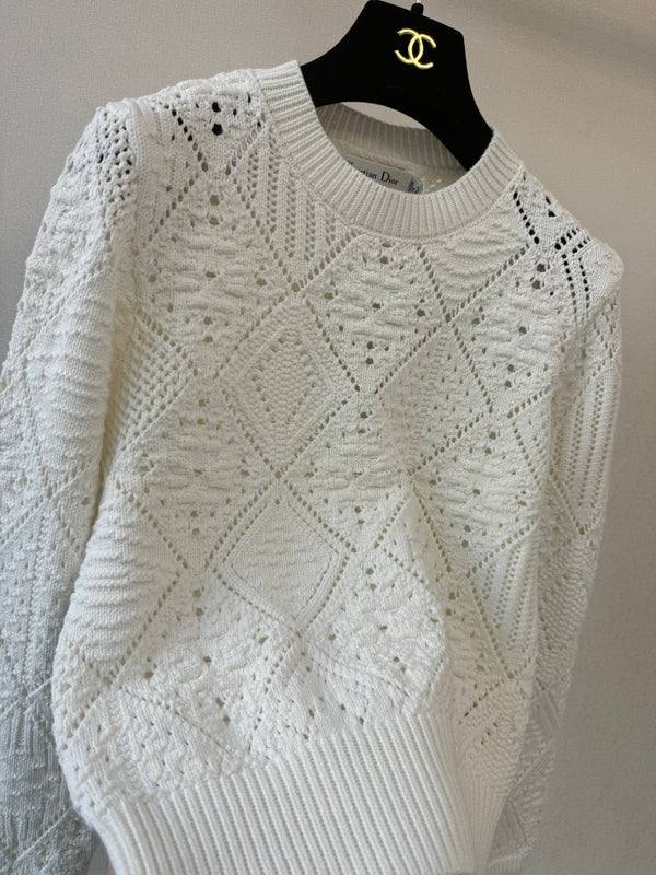 CD 26FW Crewneck Pullover Sweater White Cotton 448177
