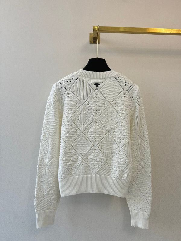 CD 26FW Crewneck Pullover Sweater White Cotton 448177