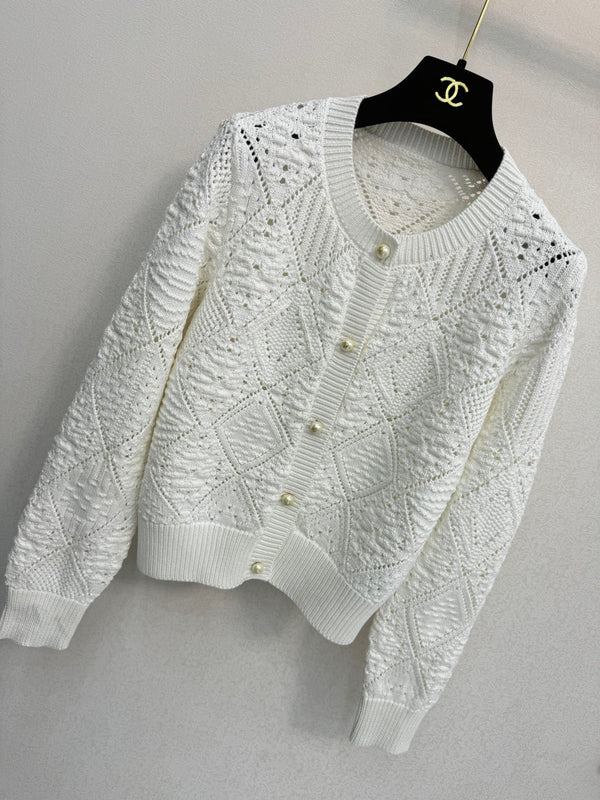 CD 26FW Crewneck Cardigan White Cotton 448176