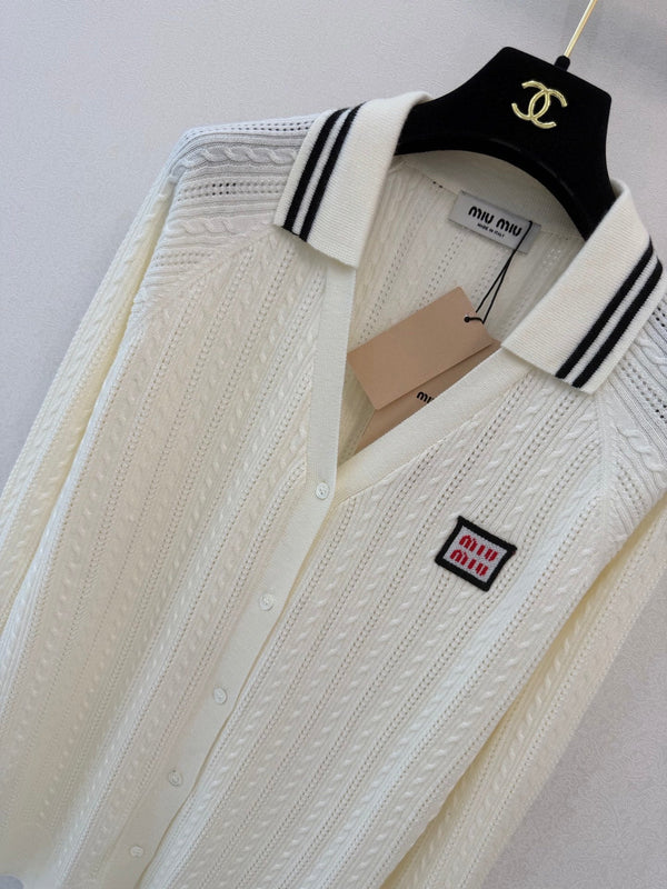 Miu 26FW Knit Tank & Cardigan Set Cream Cashmere 448156