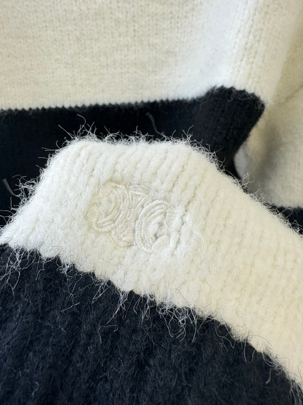 CE 26S Crewneck Pullover Black White Mohair Wool 448146