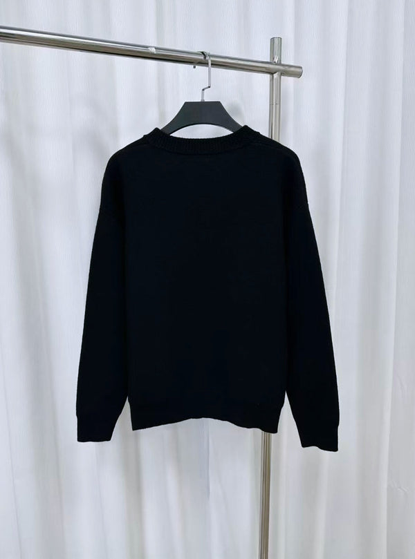 CC 26S Cardigan Double-C Logo Double-Layer Knit Black Wool 448097
