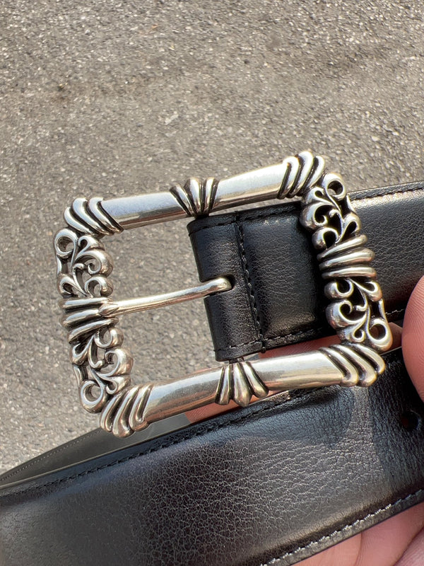 CH Dragon Kiss Buckle Belt 3.8cm Black Oil-Waxed Cowhide Leather 197828