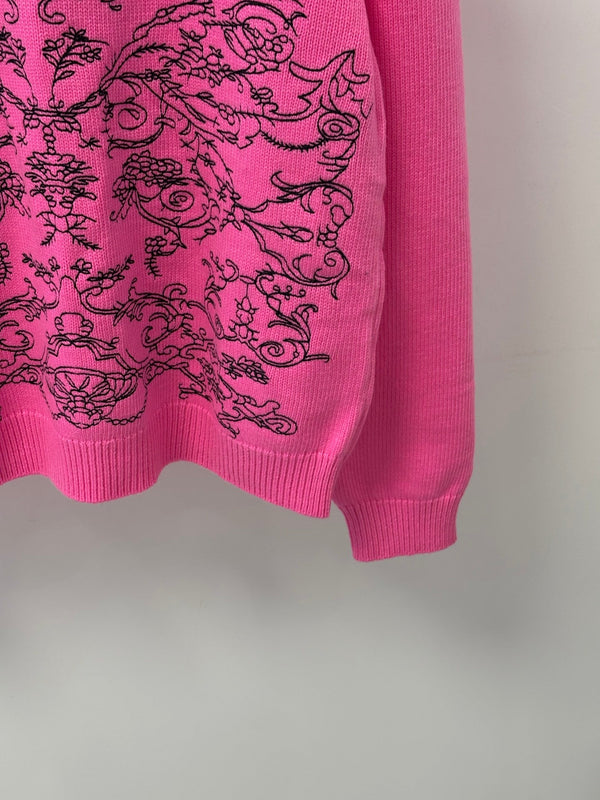 CD 26FW Round Neck Knit Top Color-Block Floral Jacquard Letter Logo Embroidery Wool 448063